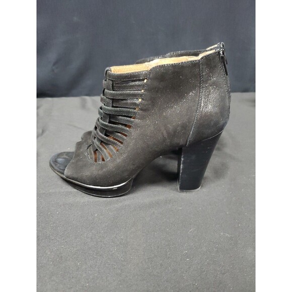 Sofft Renita Black Platform Heel Suede Back Zip Open Toe Caged Size 8.5 - Picture 6 of 8